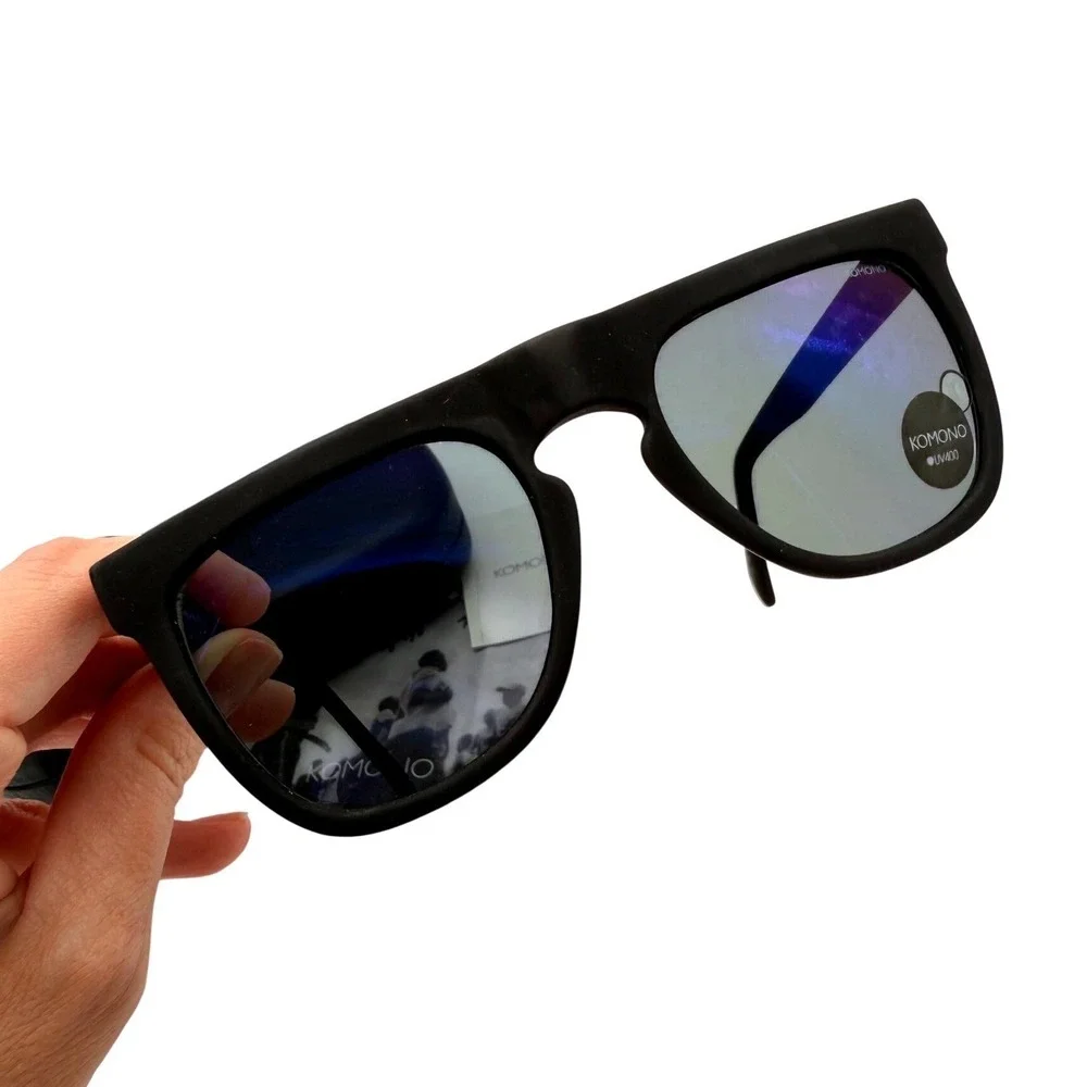 Komono‎ The Bennet Sunglasses Unisex One Size Black New UV400 Blue Mirror Lens